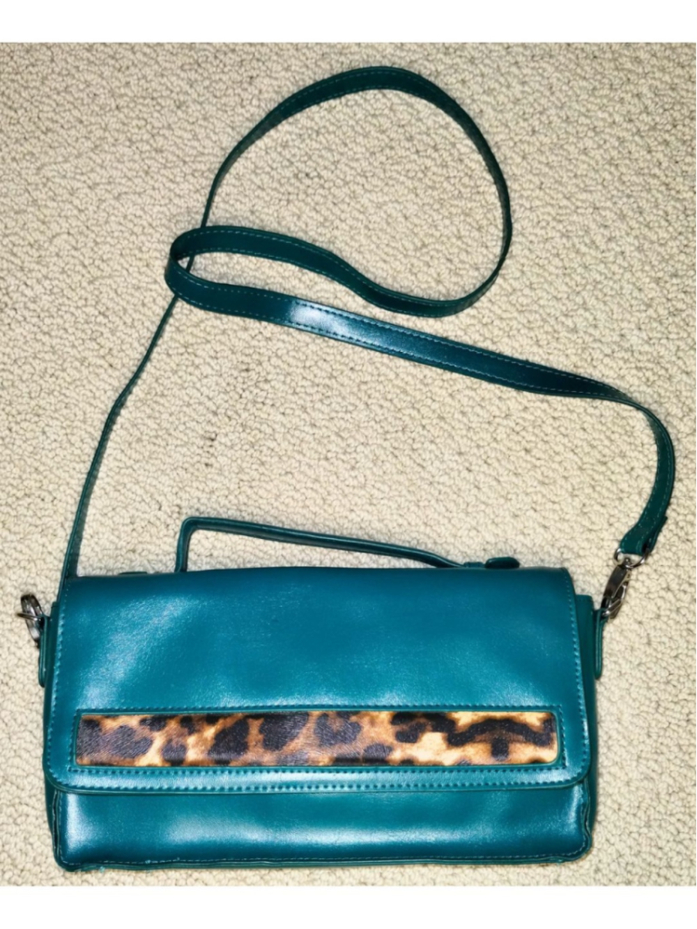 Women's Merona Crossbody Bag One Size Teal Brown Leopard Print